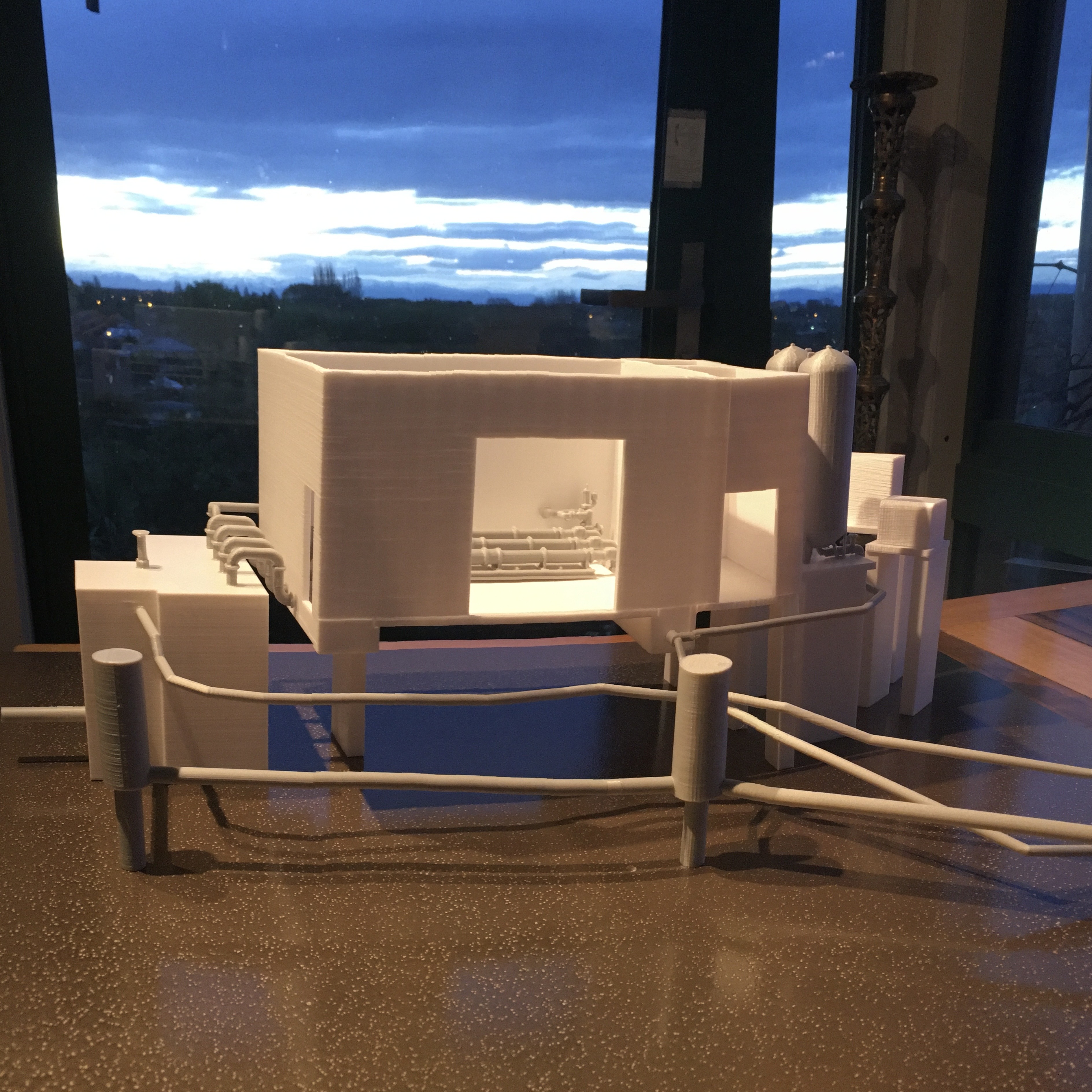 A model of proposed water management center. Image copyright 3D Print Christchurch