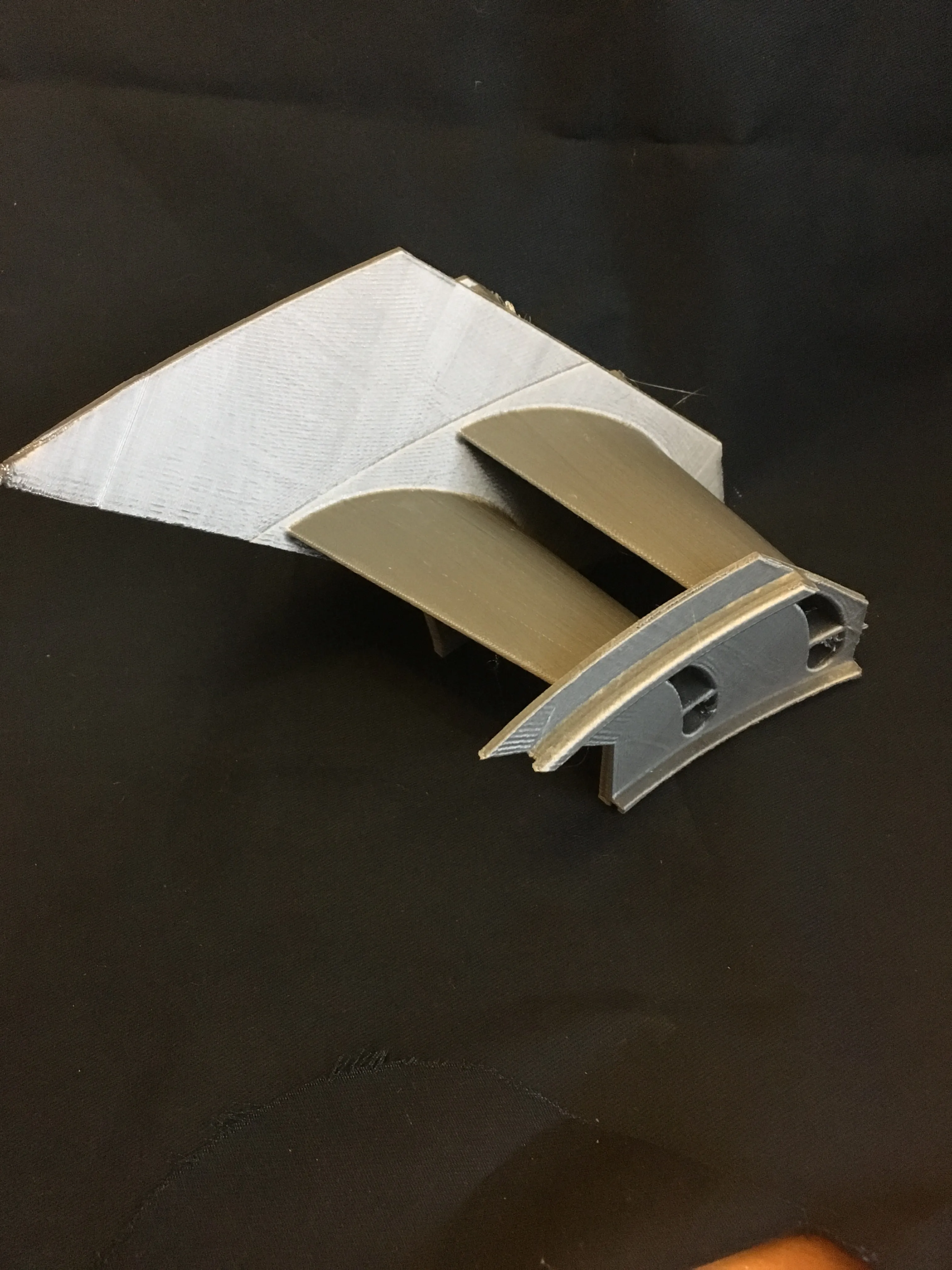 A section of a turbine prototype, model in PETG silver. Image copyright 3D Print Christchurch